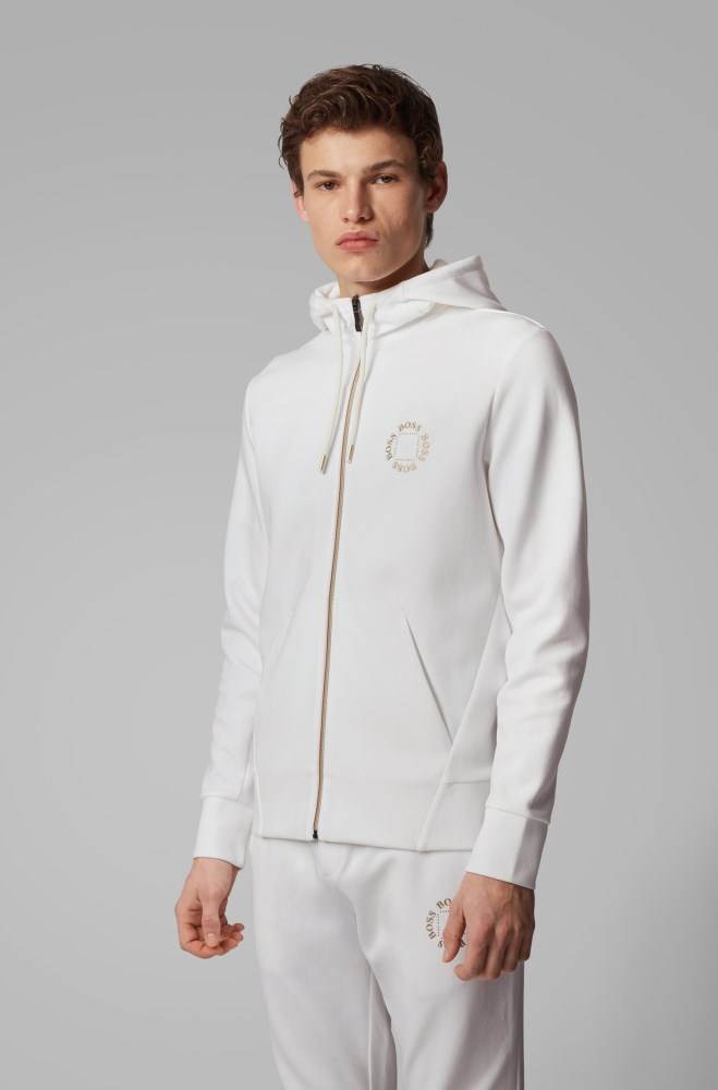 Hugo Boss Zip-through hoodie Hvite | LvlIJwb3