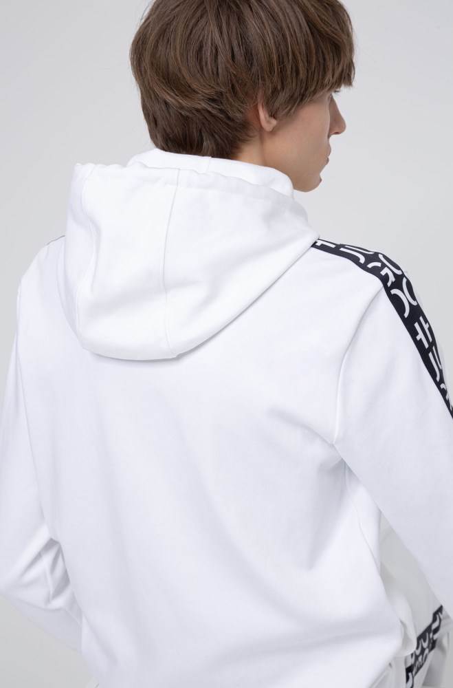 Hugo Boss Zip-through hoodie Hvite | PEZmqpoE