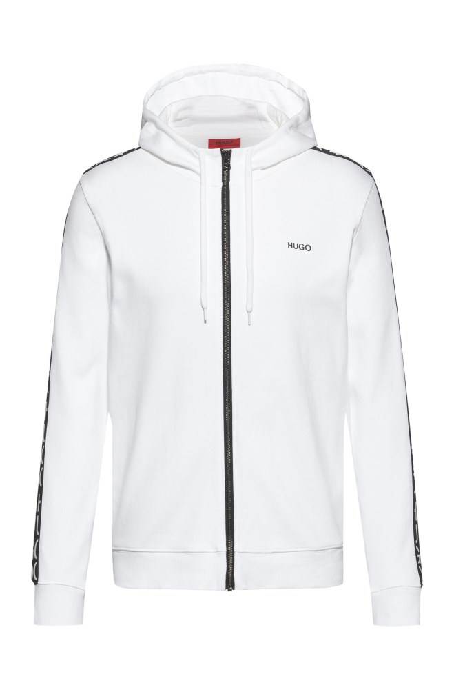 Hugo Boss Zip-through hoodie Hvite | PEZmqpoE