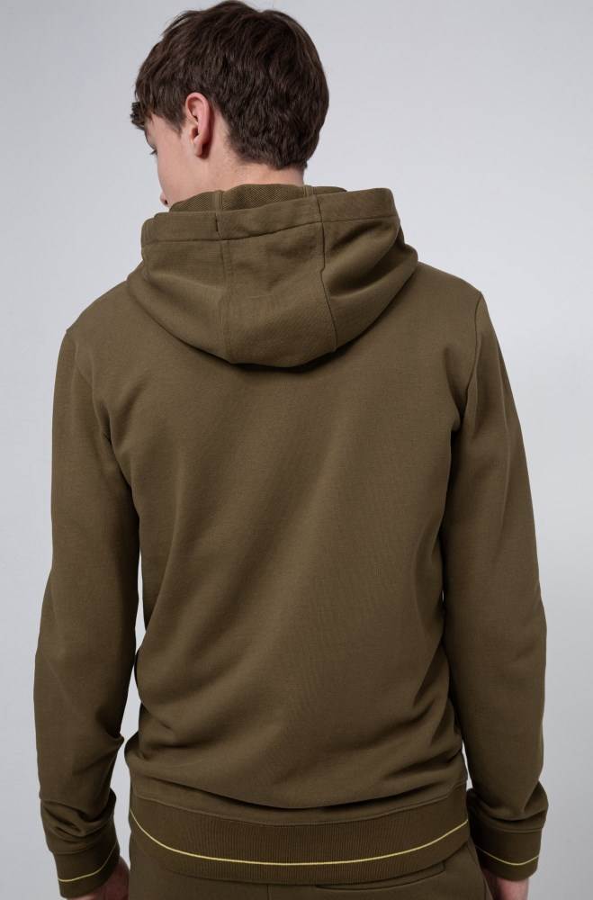 Hugo Boss Zip-through hoodie Khaki | SY9OTd0b