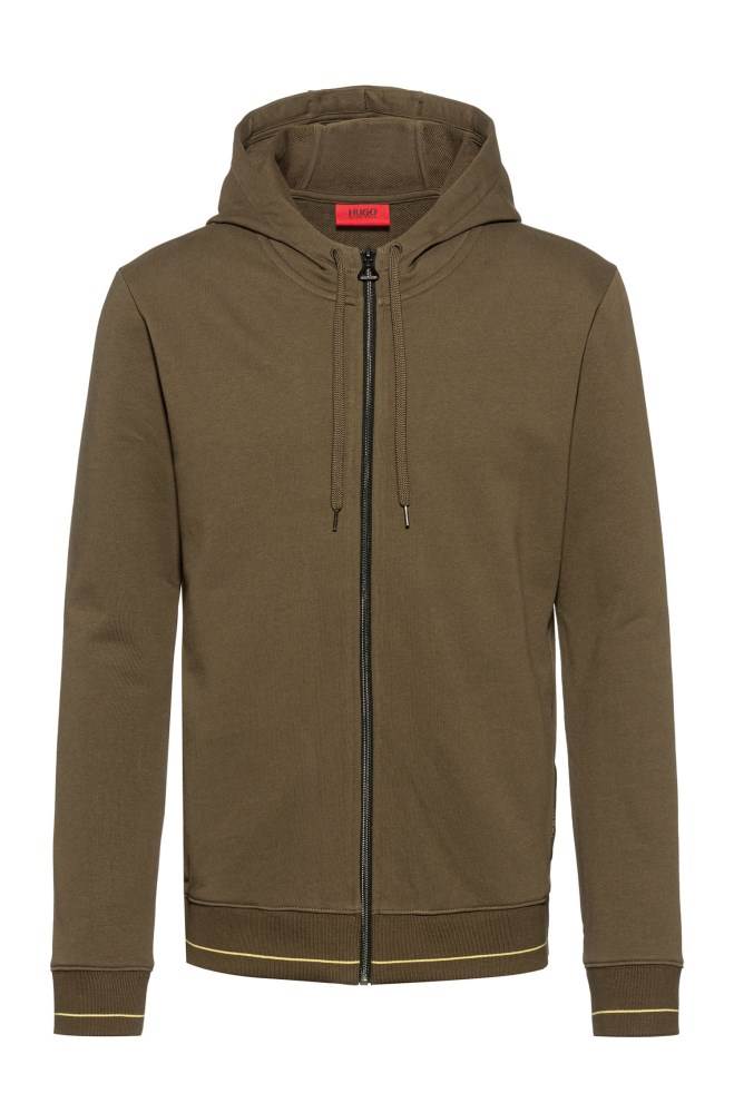 Hugo Boss Zip-through hoodie Khaki | SY9OTd0b