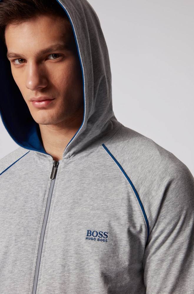 Hugo Boss Zip-through hoodie Lyse Grå | pIZxL3iV