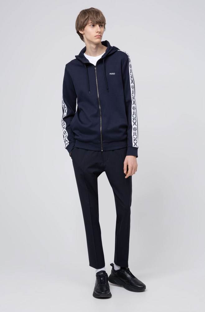 Hugo Boss Zip-through hoodie Mørke Blå | hd1uk43l