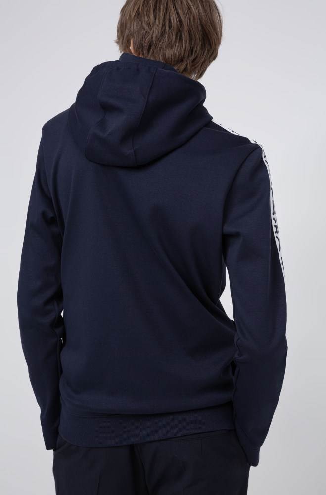 Hugo Boss Zip-through hoodie Mørke Blå | hd1uk43l