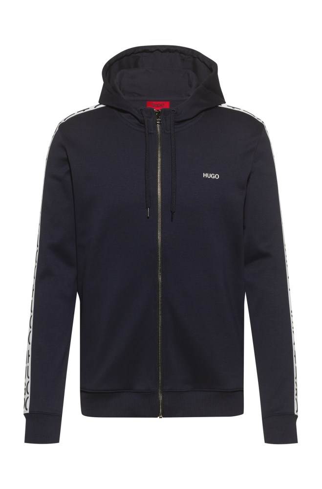 Hugo Boss Zip-through hoodie Mørke Blå | hd1uk43l