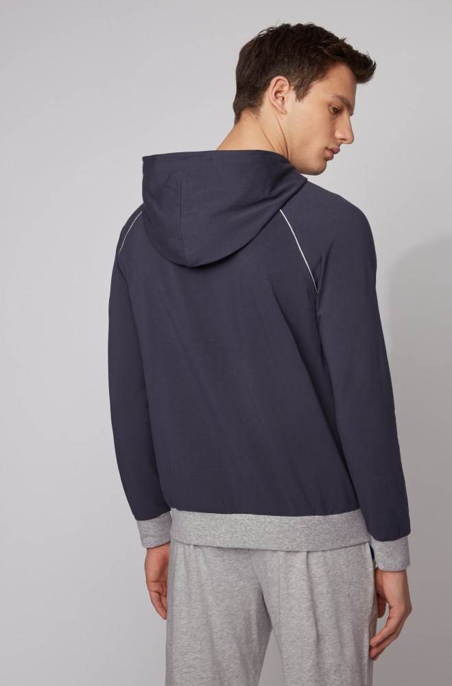 Hugo Boss Zip-through hoodie Mørke Blå | vLLl2GVO