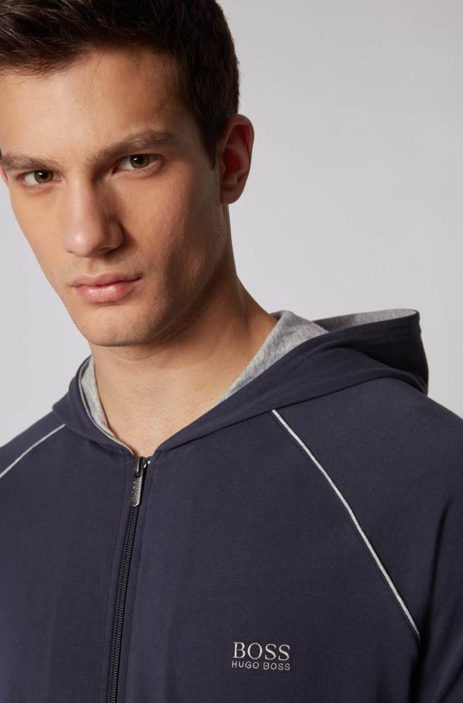 Hugo Boss Zip-through hoodie Mørke Blå | vLLl2GVO