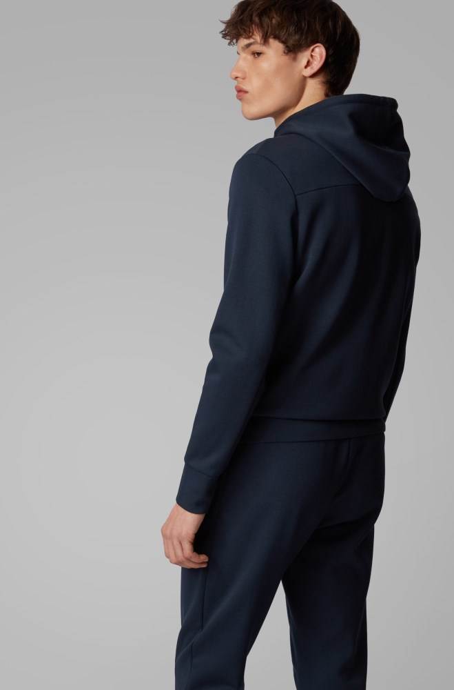 Hugo Boss Zip-through hoodie Mørke Blå | wn9lD6dx