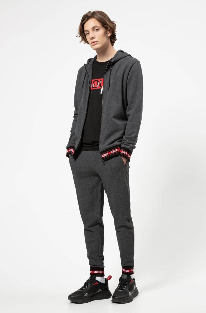 Hugo Boss Zip-through hoodie Mørke Grå | 2YIKWxha