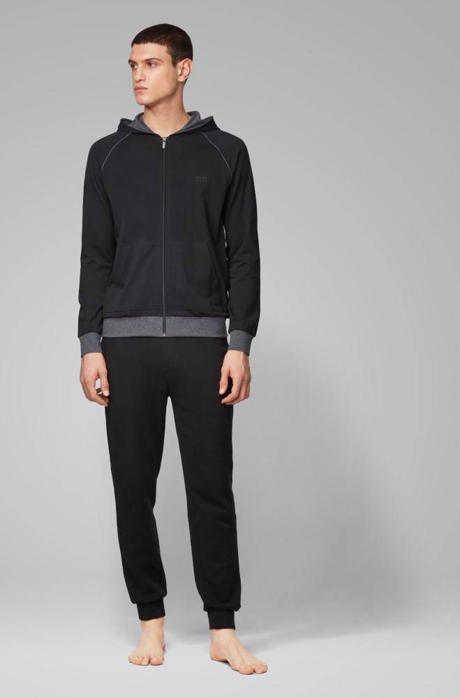 Hugo Boss Zip-through hoodie Svarte | Tws1DIPy