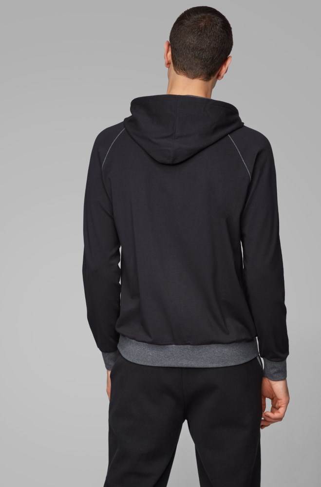 Hugo Boss Zip-through hoodie Svarte | Tws1DIPy