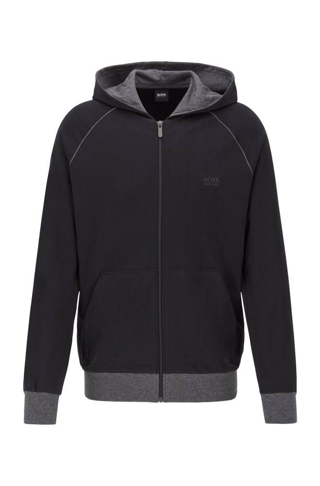 Hugo Boss Zip-through hoodie Svarte | Tws1DIPy