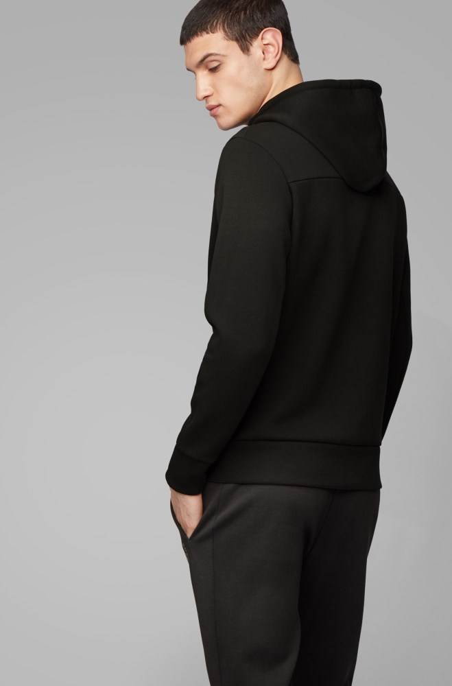 Hugo Boss Zip-through hoodie Svarte | Wdo5Bhdw