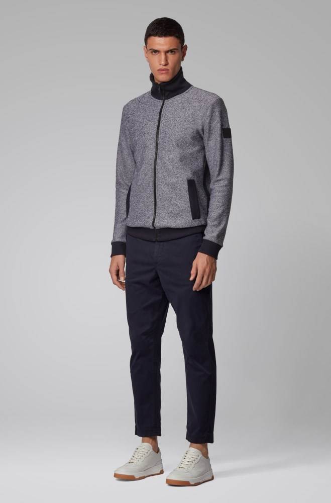 Hugo Boss Zip-through jersey jacket Mørke Blå | 5jKpaewr