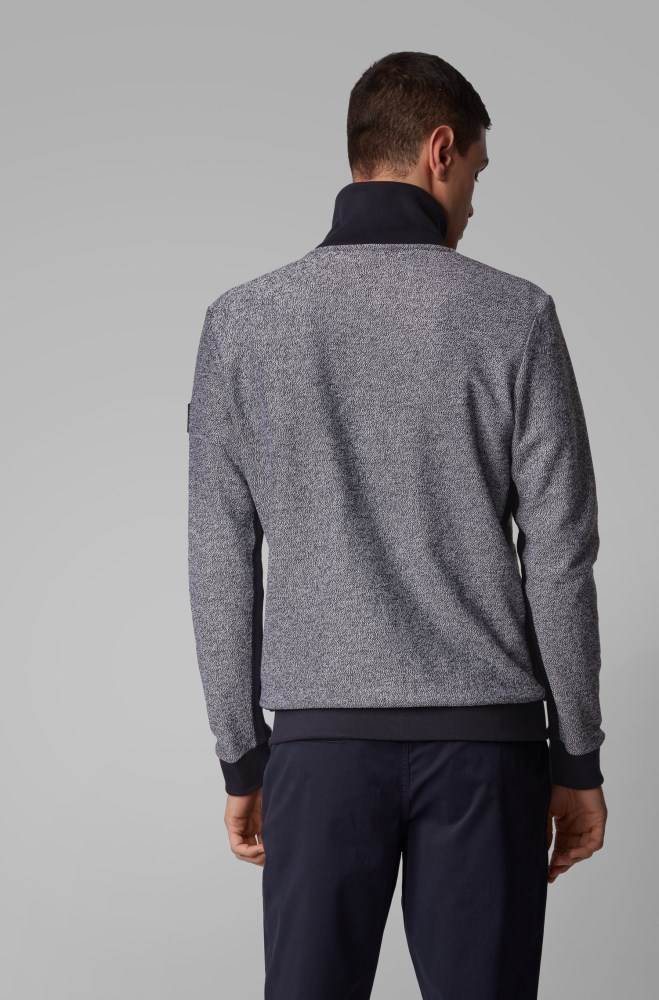 Hugo Boss Zip-through jersey jacket Mørke Blå | 5jKpaewr