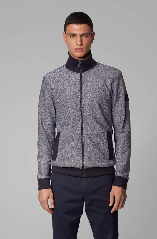 Hugo Boss Zip-through jersey jacket Mørke Blå | 5jKpaewr