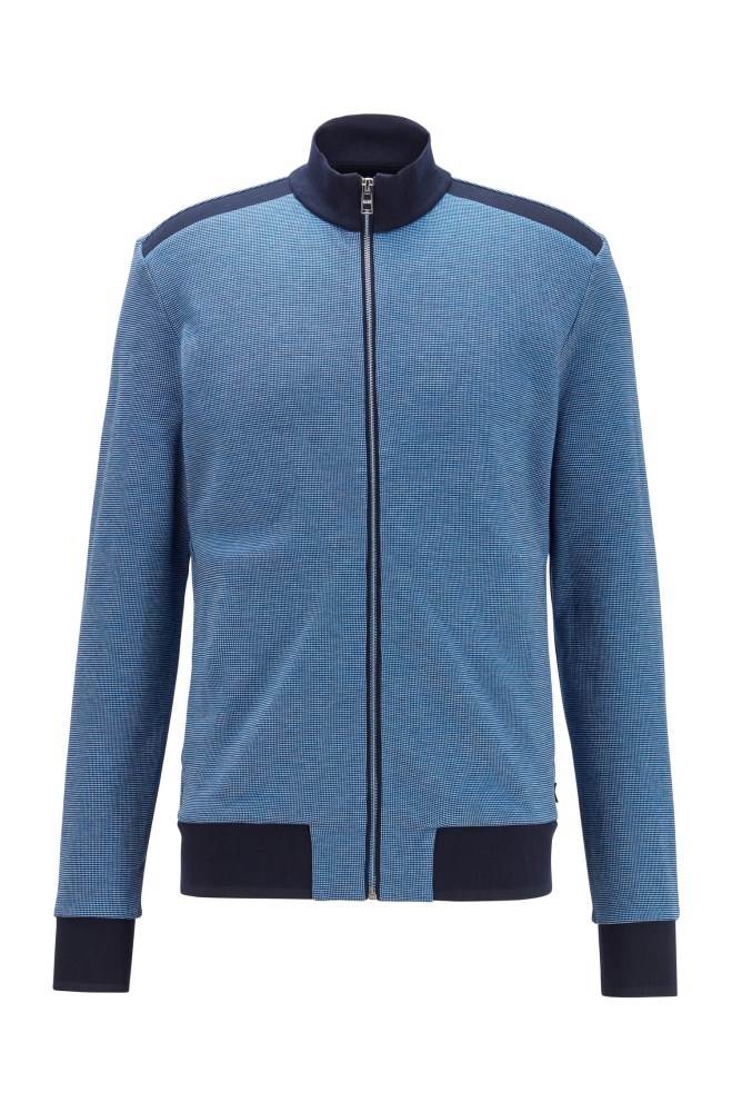 Hugo Boss Zip-through knitted sweatshirt Blå | 5Bzd2X5F