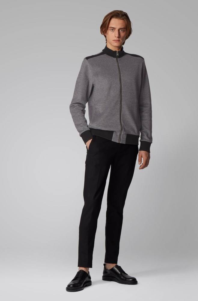 Hugo Boss Zip-through knitted sweatshirt Svarte | TG557JKt