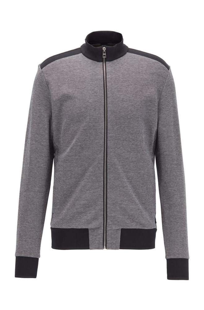 Hugo Boss Zip-through knitted sweatshirt Svarte | TG557JKt