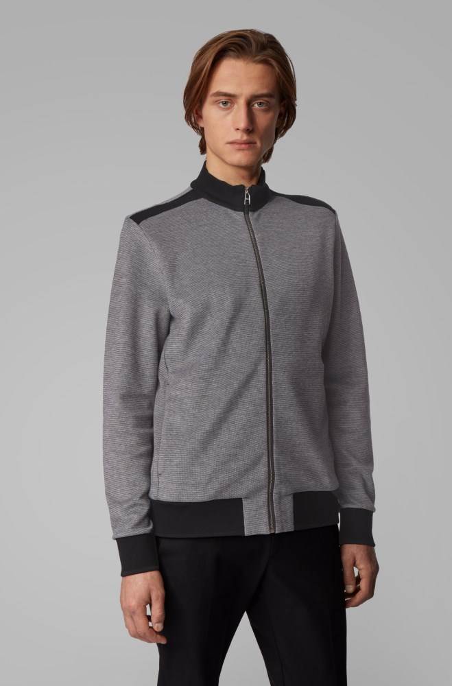 Hugo Boss Zip-through knitted sweatshirt Svarte | TG557JKt