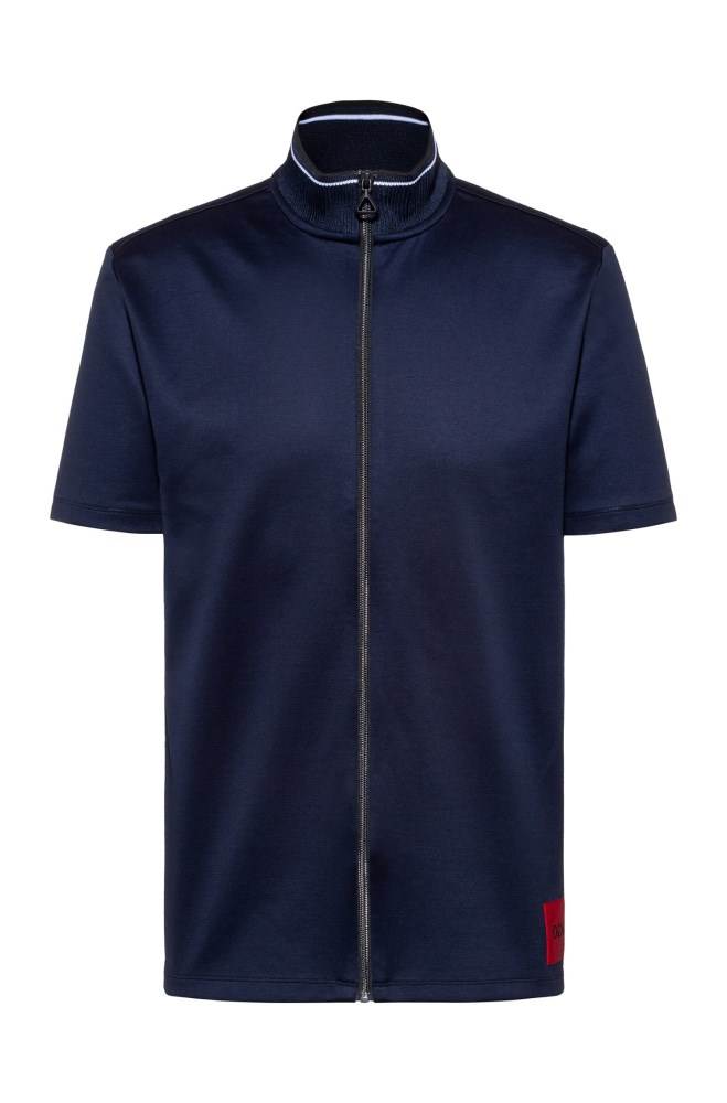 Hugo Boss Zip-through polo shirt Mørke Blå | 2wthqElL