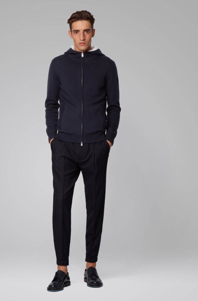 Hugo Boss Zip-through sweater Mørke Blå | UgWk3FbV