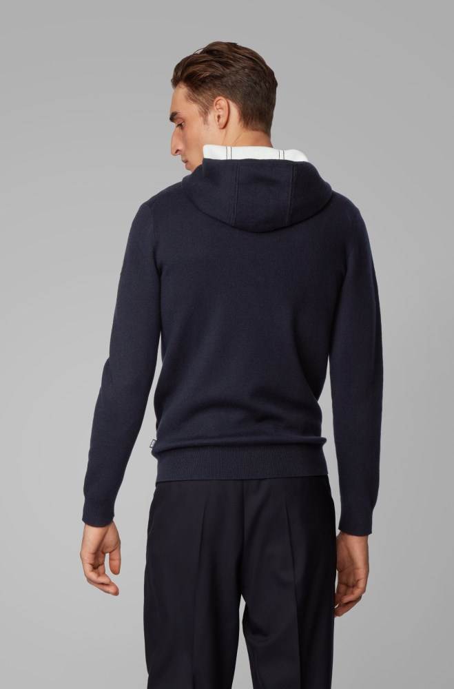 Hugo Boss Zip-through sweater Mørke Blå | UgWk3FbV