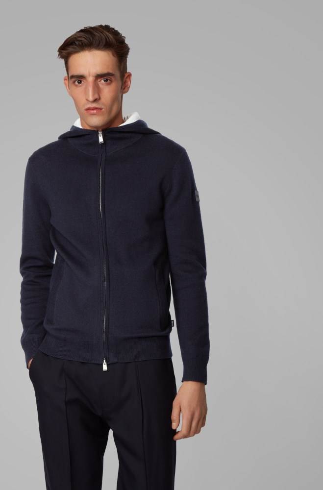 Hugo Boss Zip-through sweater Mørke Blå | UgWk3FbV