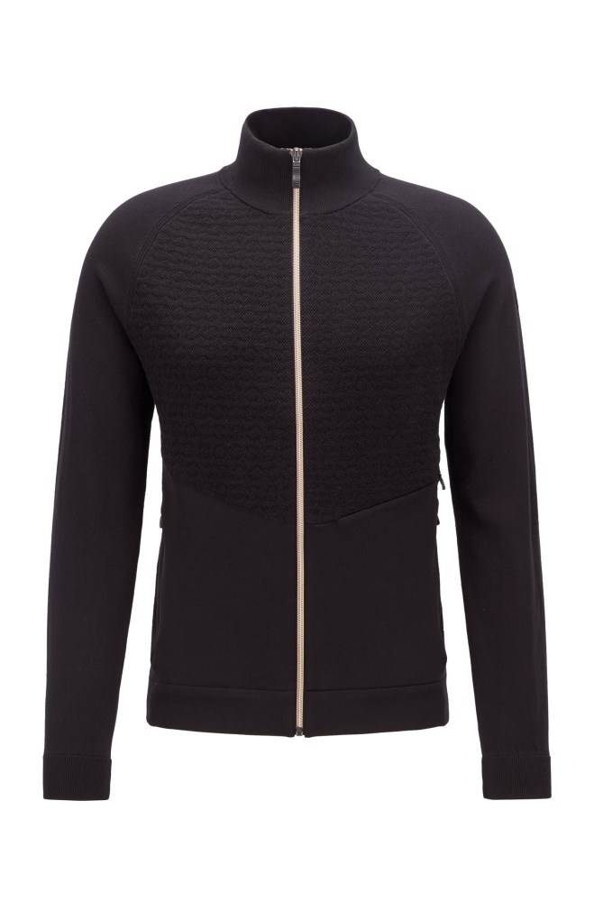 Hugo Boss Zip-through sweater Svarte | arhaCZMn