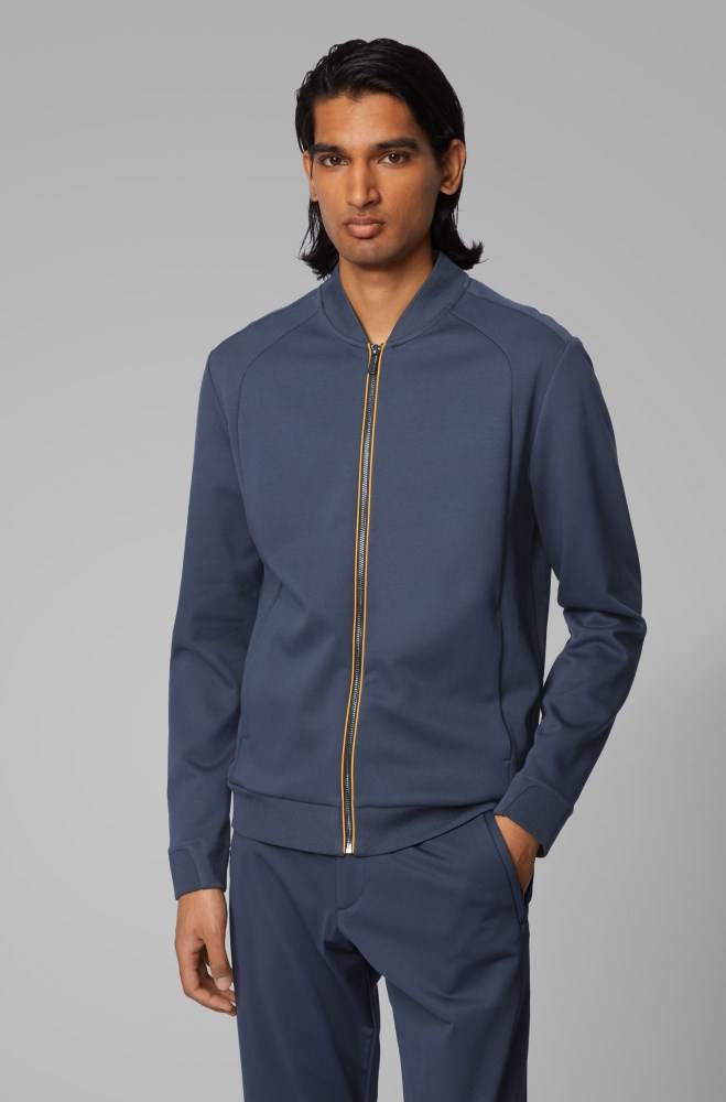 Hugo Boss Zip-through sweatshirt Mørke Blå | 2OXJqgOx