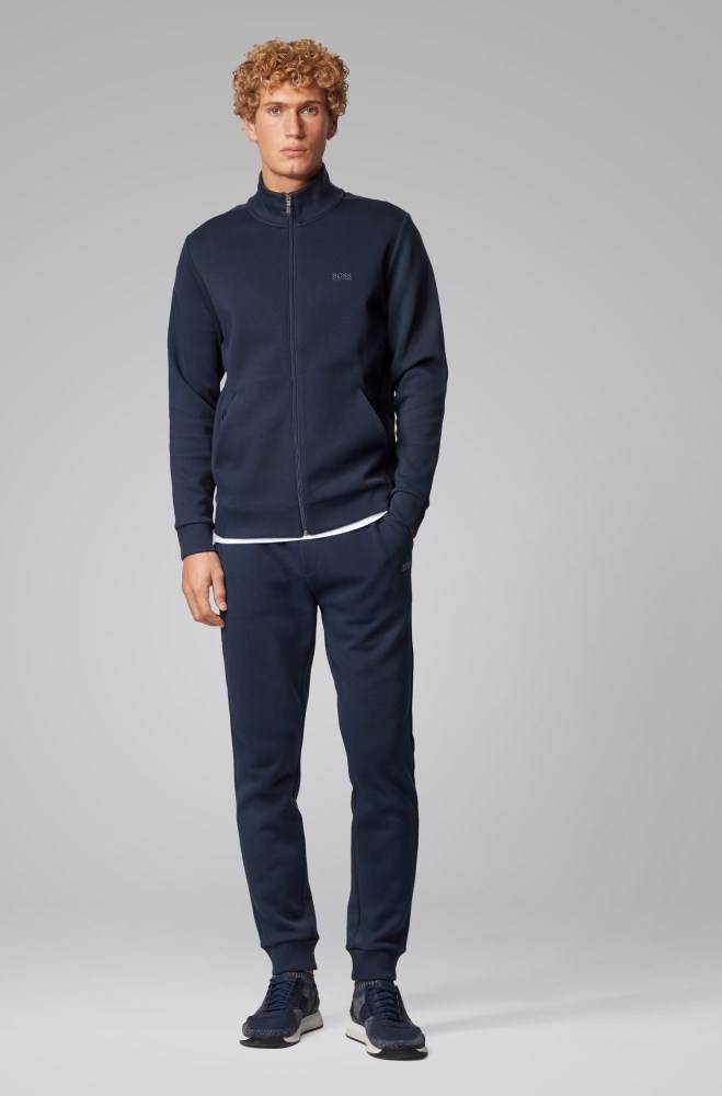 Hugo Boss Zip-through sweatshirt Mørke Blå | 8pOfmAar