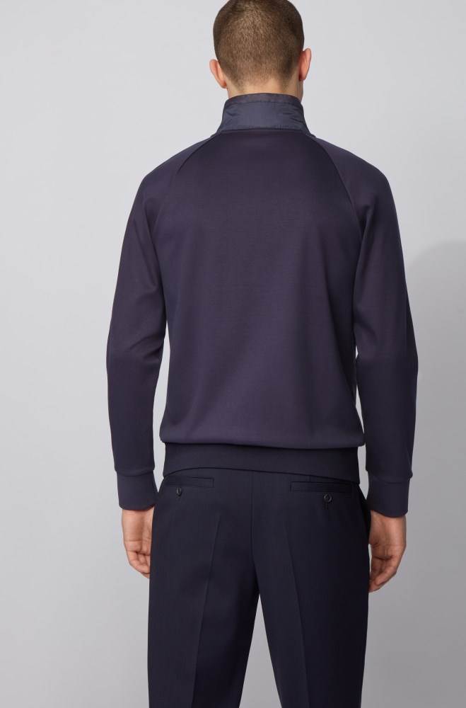 Hugo Boss Zip-through sweatshirt Mørke Blå | KdKQKWSl