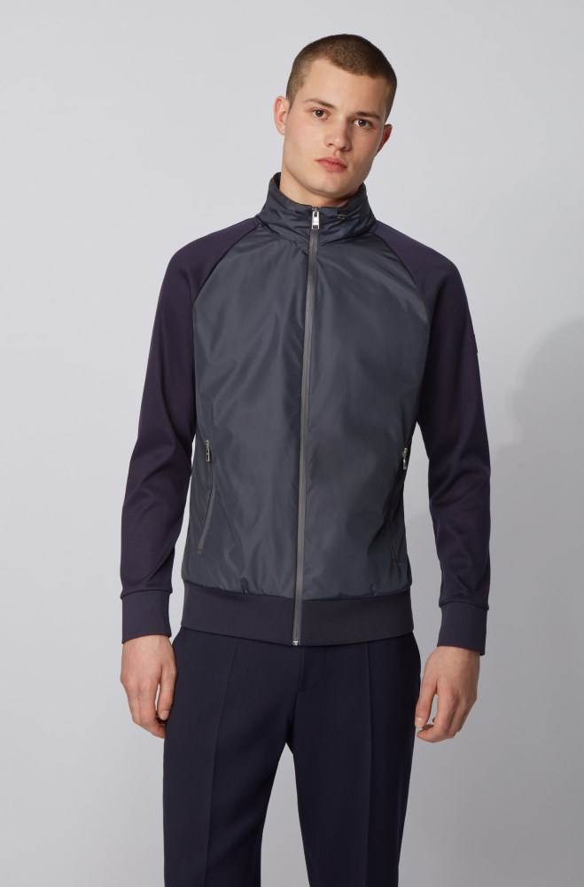 Hugo Boss Zip-through sweatshirt Mørke Blå | KdKQKWSl