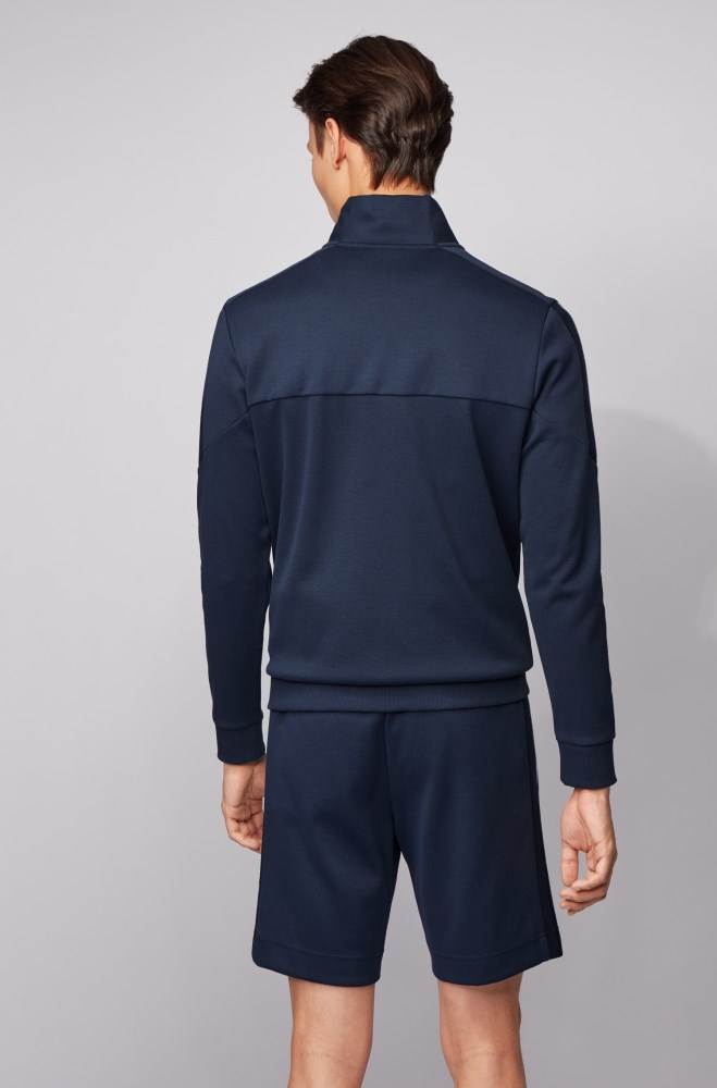 Hugo Boss Zip-through sweatshirt Mørke Blå | rBn3PpsW