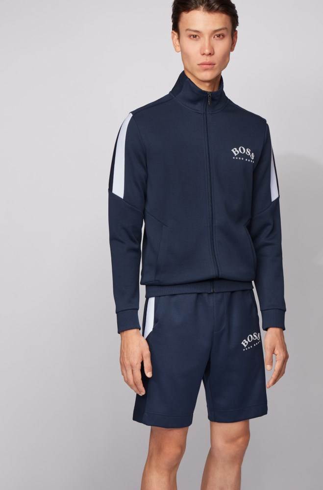 Hugo Boss Zip-through sweatshirt Mørke Blå | rBn3PpsW