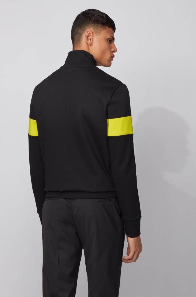 Hugo Boss Zip-through sweatshirt Svarte | Gx3KHZEd