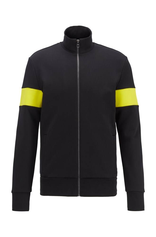 Hugo Boss Zip-through sweatshirt Svarte | Gx3KHZEd