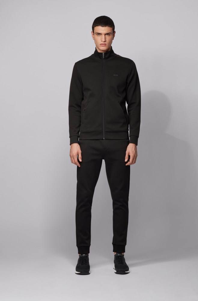 Hugo Boss Zip-through sweatshirt Svarte | Ik4oKUXH