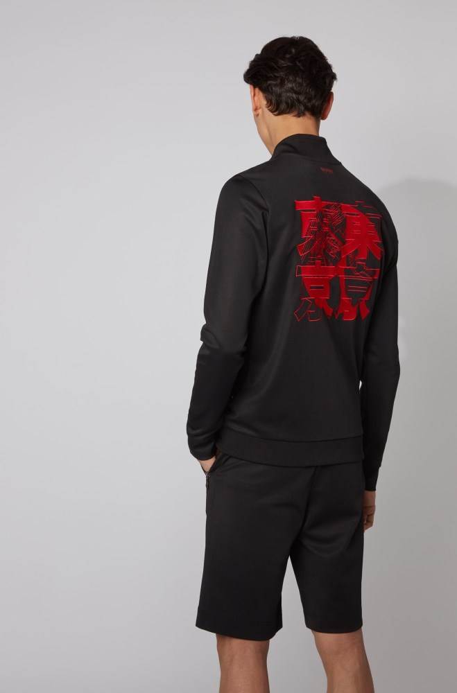 Hugo Boss Zip-through sweatshirt Svarte | PaQVPWA1