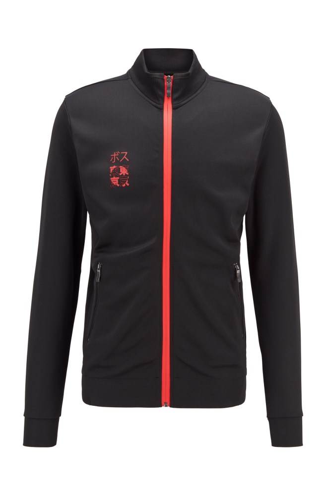 Hugo Boss Zip-through sweatshirt Svarte | PaQVPWA1