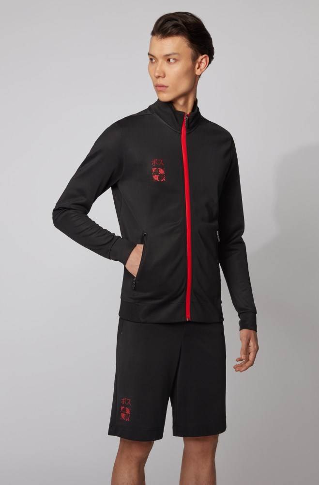 Hugo Boss Zip-through sweatshirt Svarte | PaQVPWA1