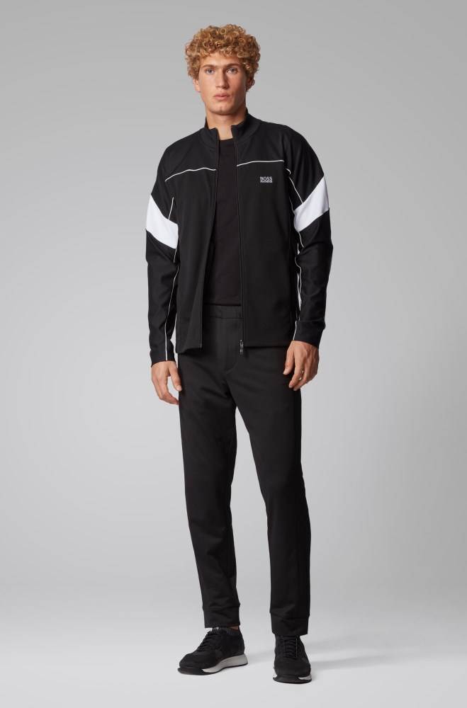 Hugo Boss Zip-through sweatshirt Svarte | jPebMbkH