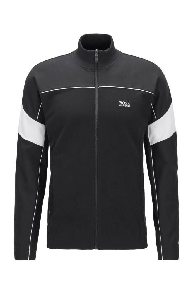 Hugo Boss Zip-through sweatshirt Svarte | jPebMbkH