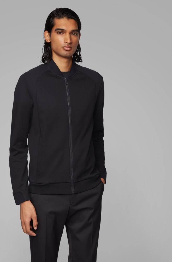 Hugo Boss Zip-through sweatshirt Svarte | mYzmIGPK