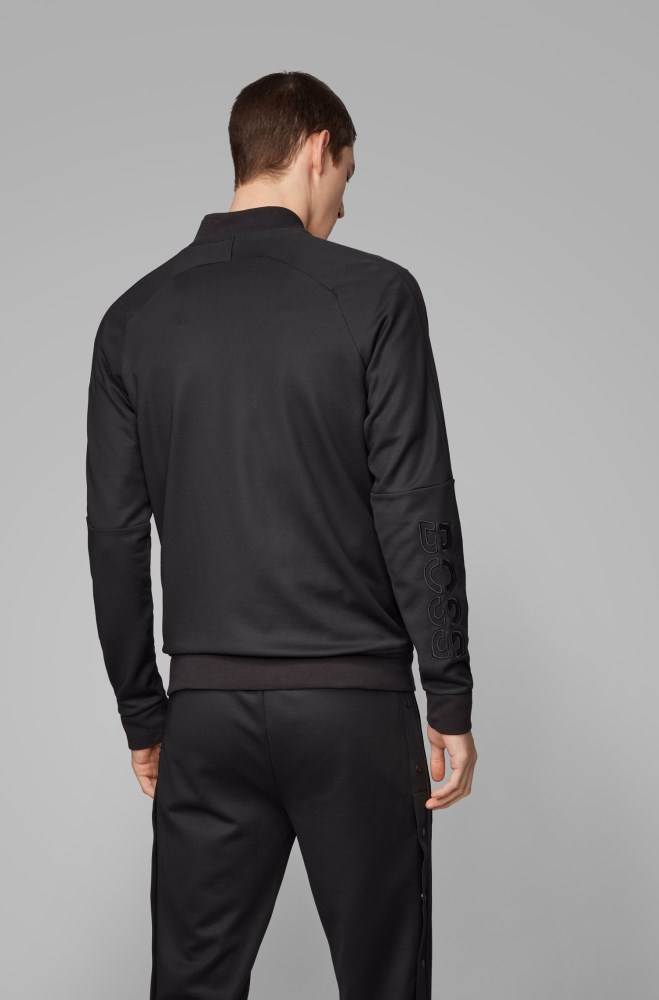 Hugo Boss Zip-through sweatshirt Svarte | wXEVEFnm