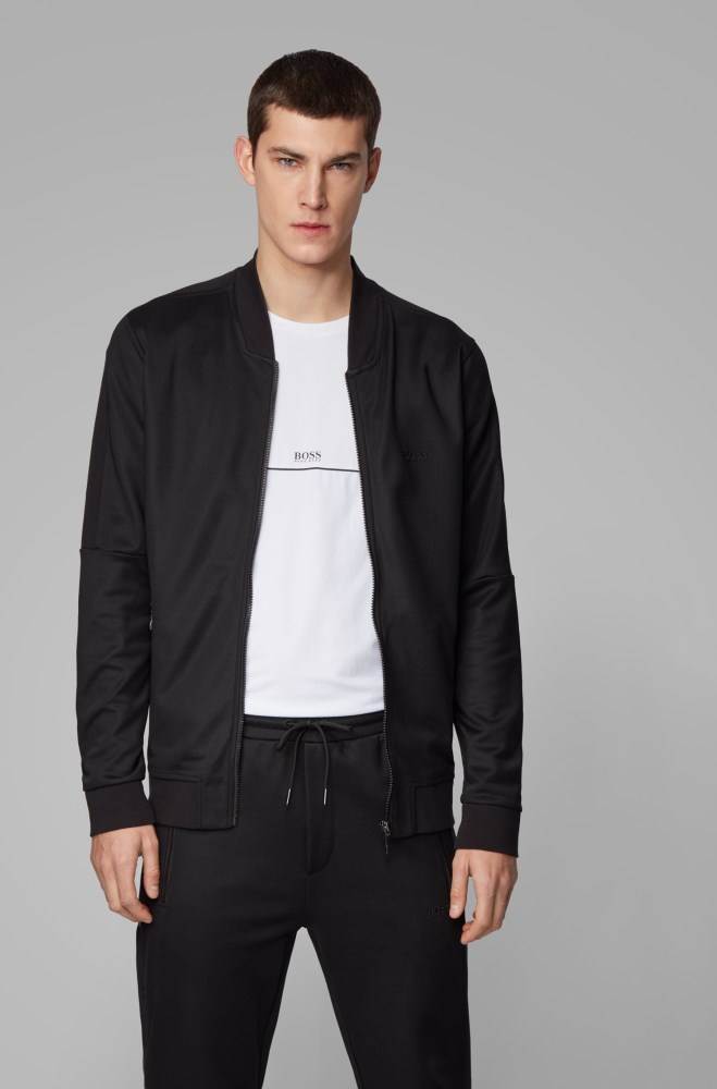 Hugo Boss Zip-through sweatshirt Svarte | wXEVEFnm