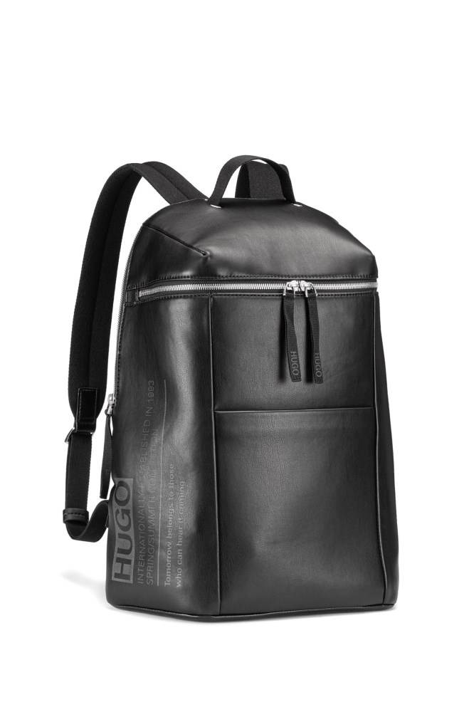 Hugo Boss Zipped backpack Svarte | 8y8BmUoc